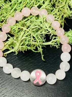 White Jade Breast Cancer Awareness * Rose Quartz